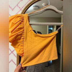 Zara asymmetrical ruffle top